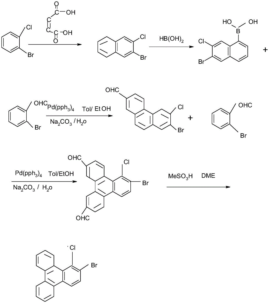 A method for synthesizing 1-chloro-2-bromobenzo[9,10]phenanthrene