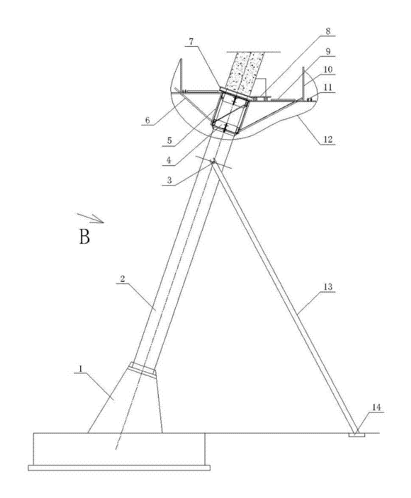 Cooling tower ring beam attached type support truss and construction method thereof