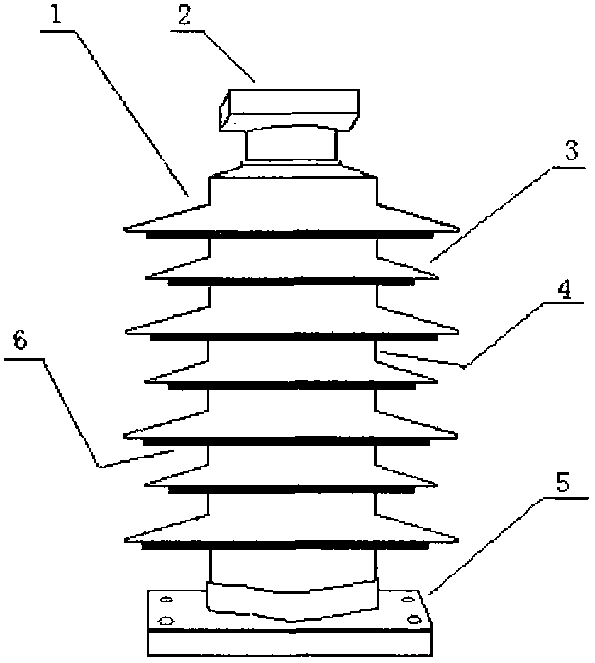 Boat-bottom-type top face rhombus supporting pillar insulator string