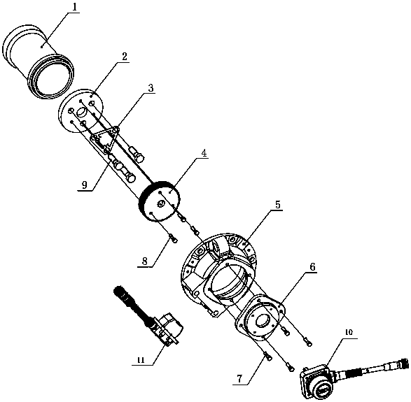 The structure of the locomotive shaft end that can be equipped with a six-channel Hall speed sensor