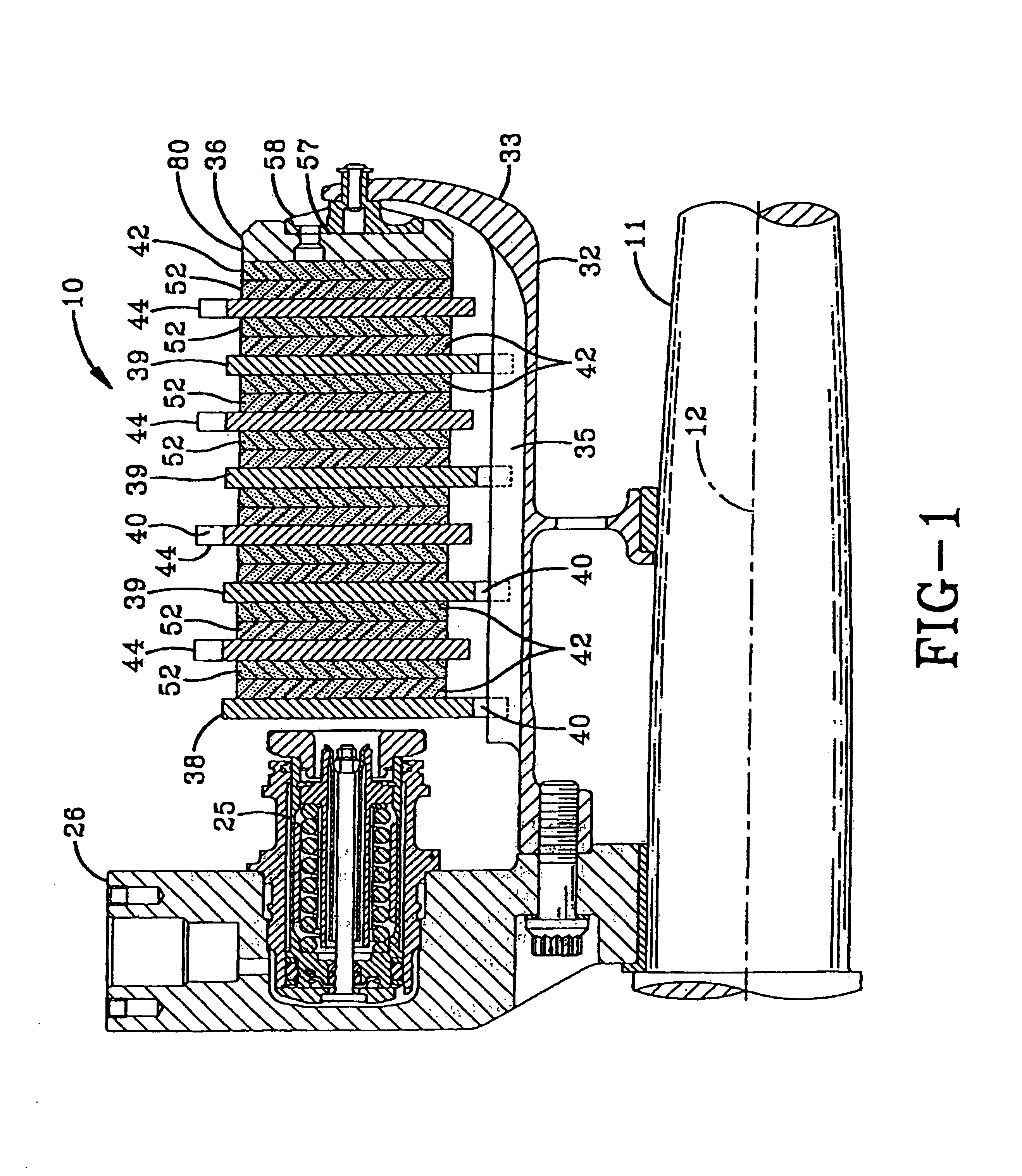 Three run disk brake stack and method of assembly