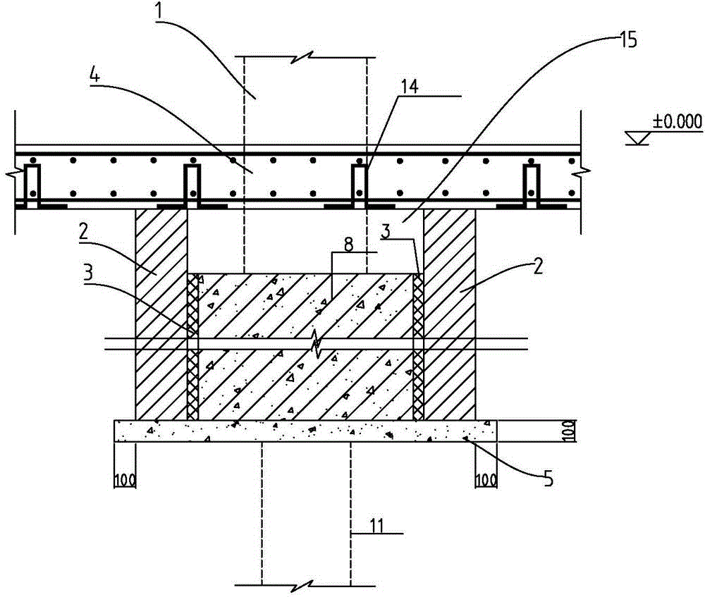 Connecting structure for preventing ground inside room of factory building from transmitting sedimentation to plinth and wall body