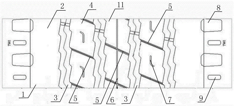 Middle-and-long distance guide wheel tire pattern