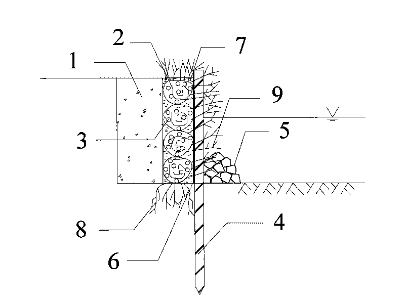 Method for forming ecological embankment of vertical revetment live branch bundles