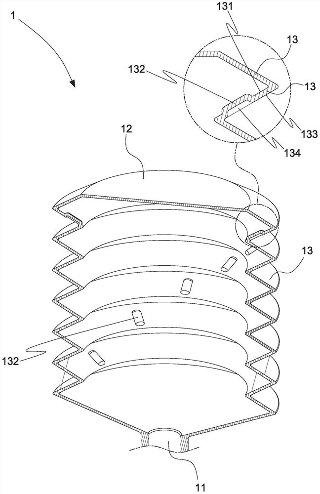 Noise reduction structure of telescopic air bag