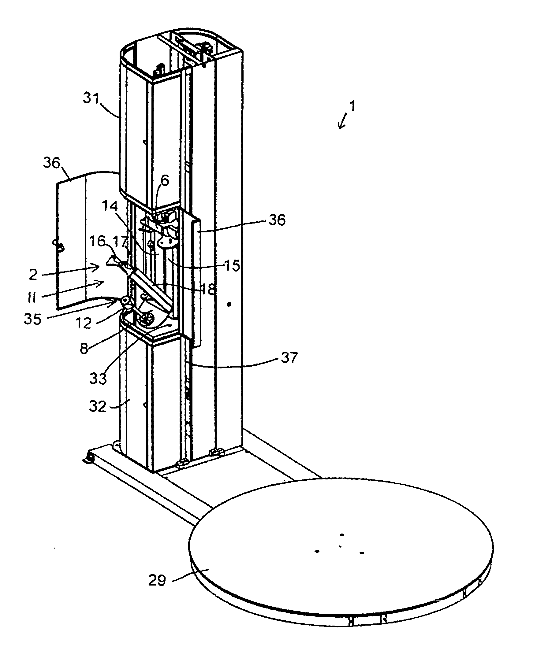 Wrapping apparatus comprising a dispenser for dispensing stretched wrap film