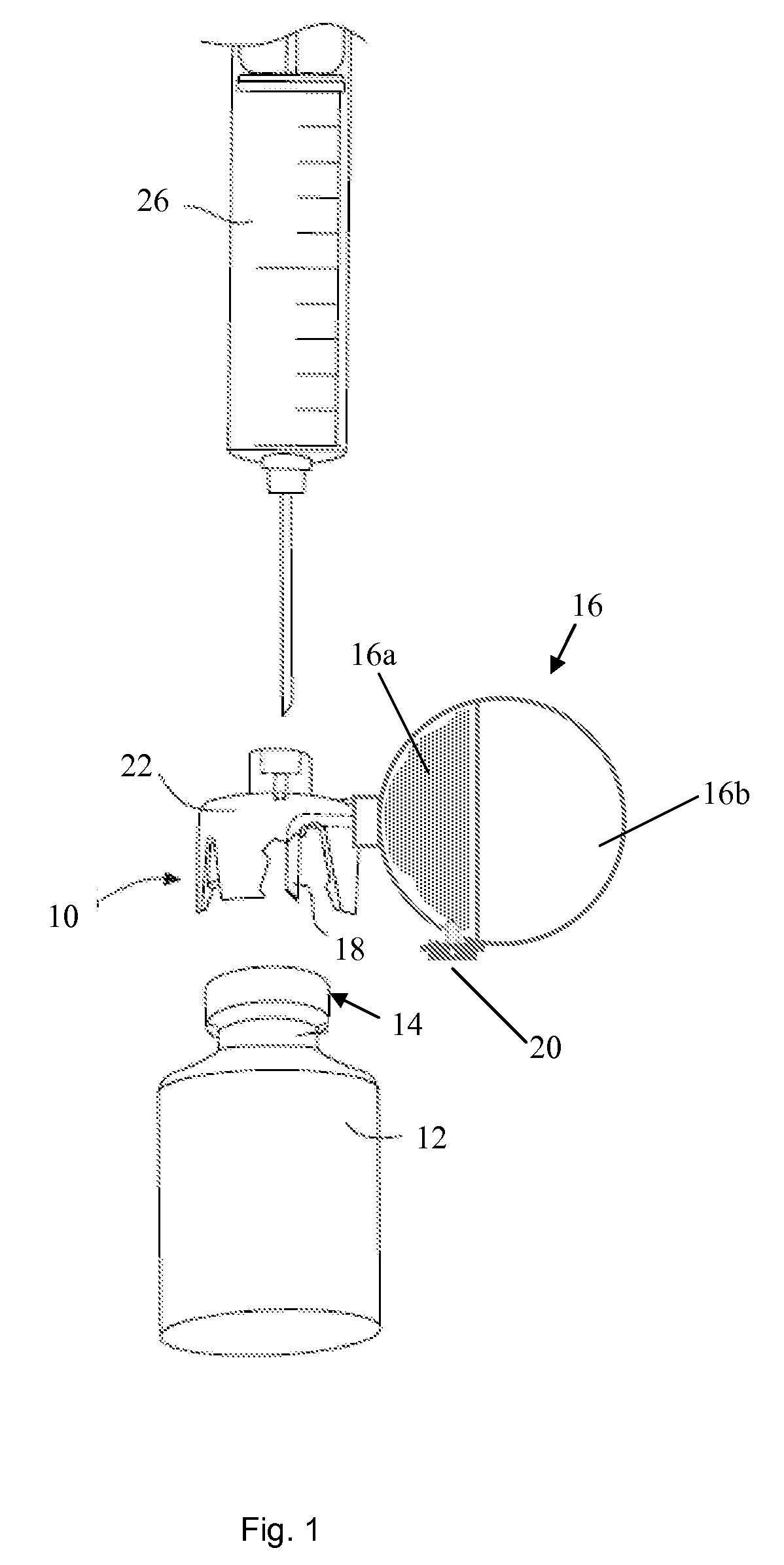 Pressure equalizing device, receptacle and method