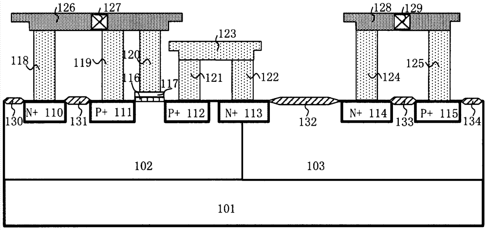 A scr device with high sustain voltage embedded gdpmos