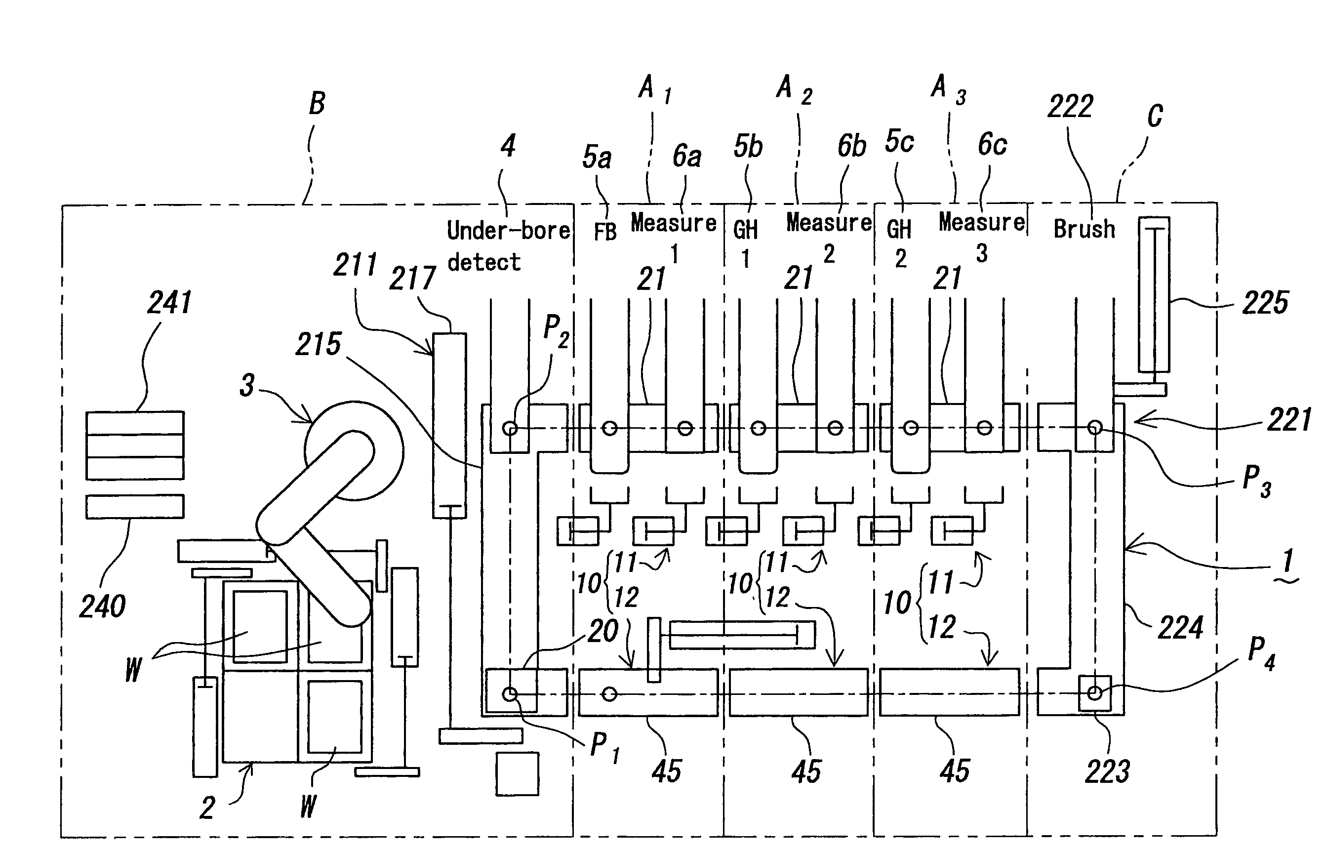 Processing cell of automatic machining system and automatic honing system