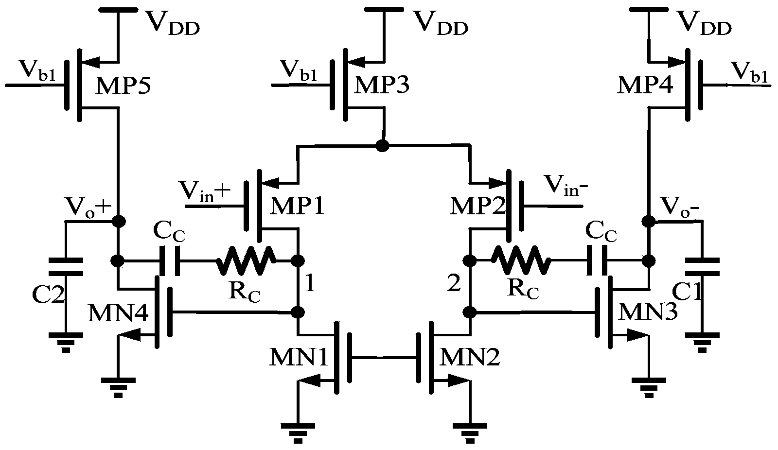 Low-voltage fully-differential operation amplifier circuit