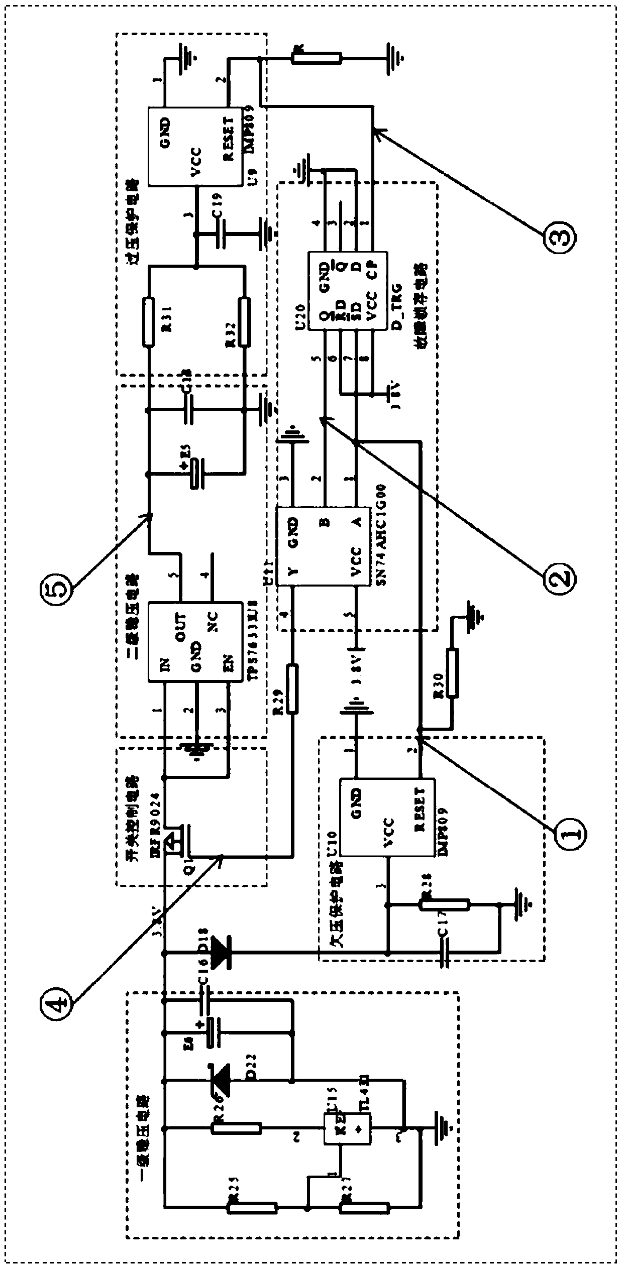 Power supply fault diagnosis and protection device based on multi-stage voltage stabilization technology