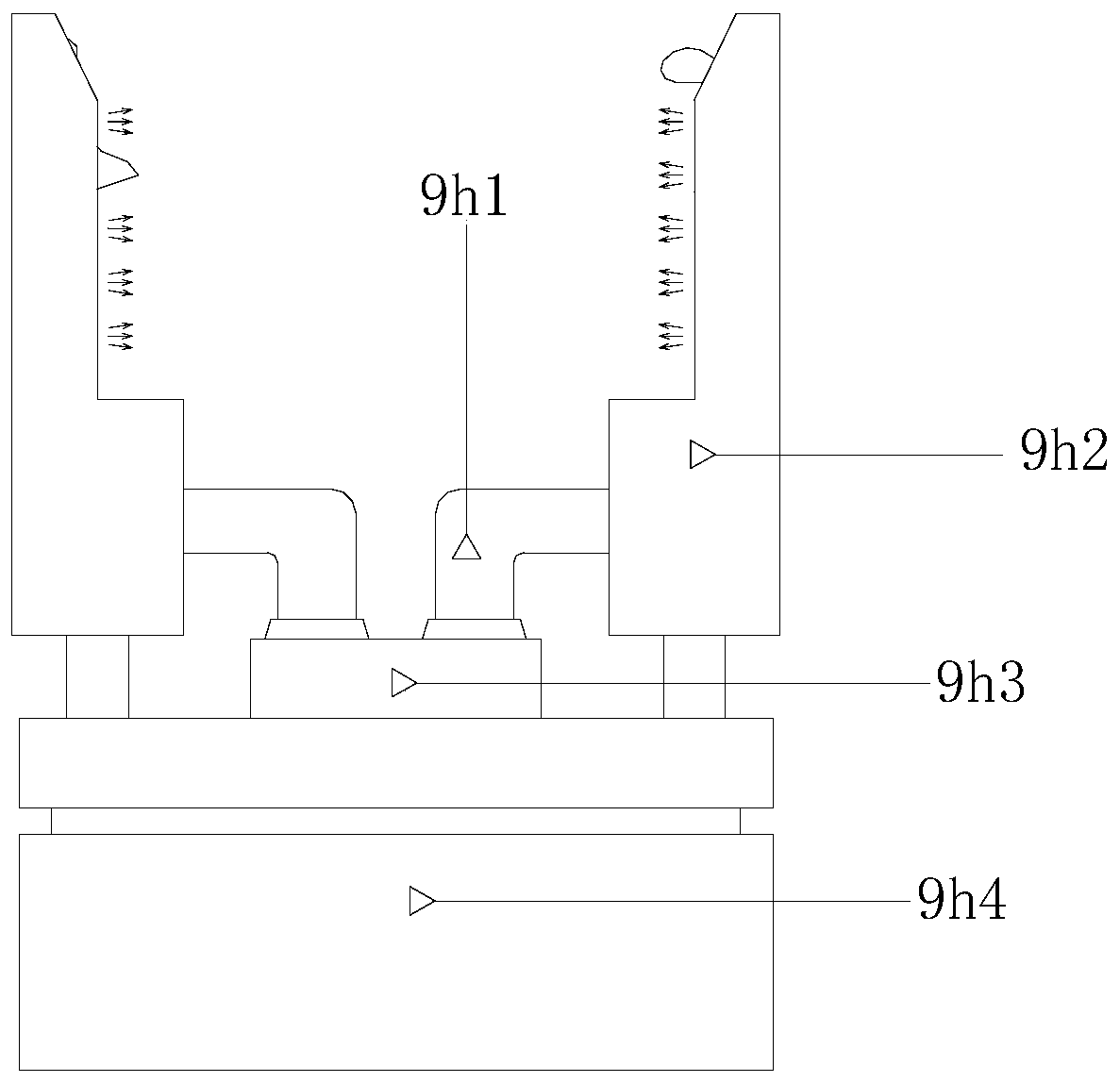 Quenching die for outer ring of double-row self-aligning roller bearing made of large-sized carburized steel