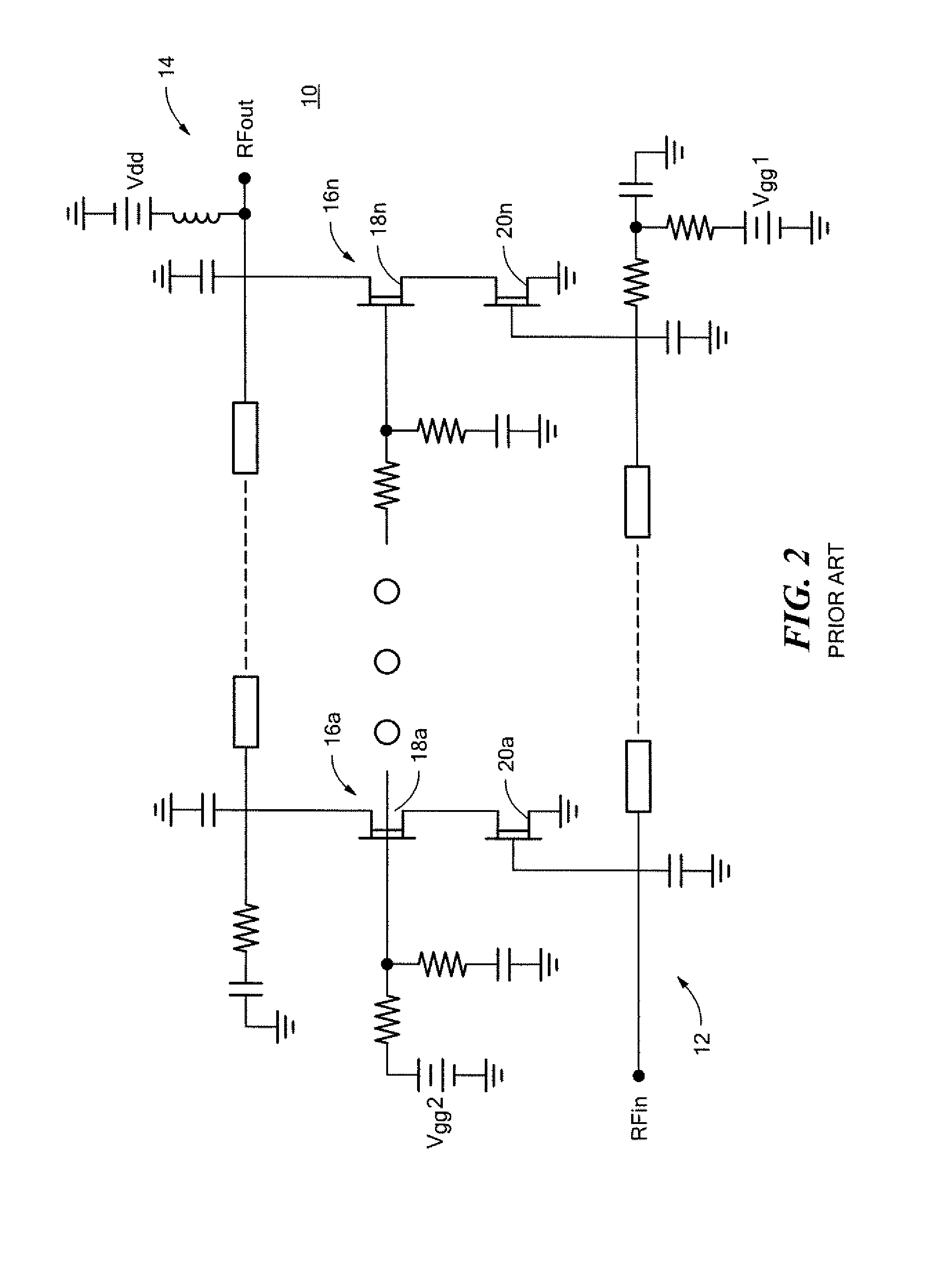 Distributed amplifier with improved stabilization