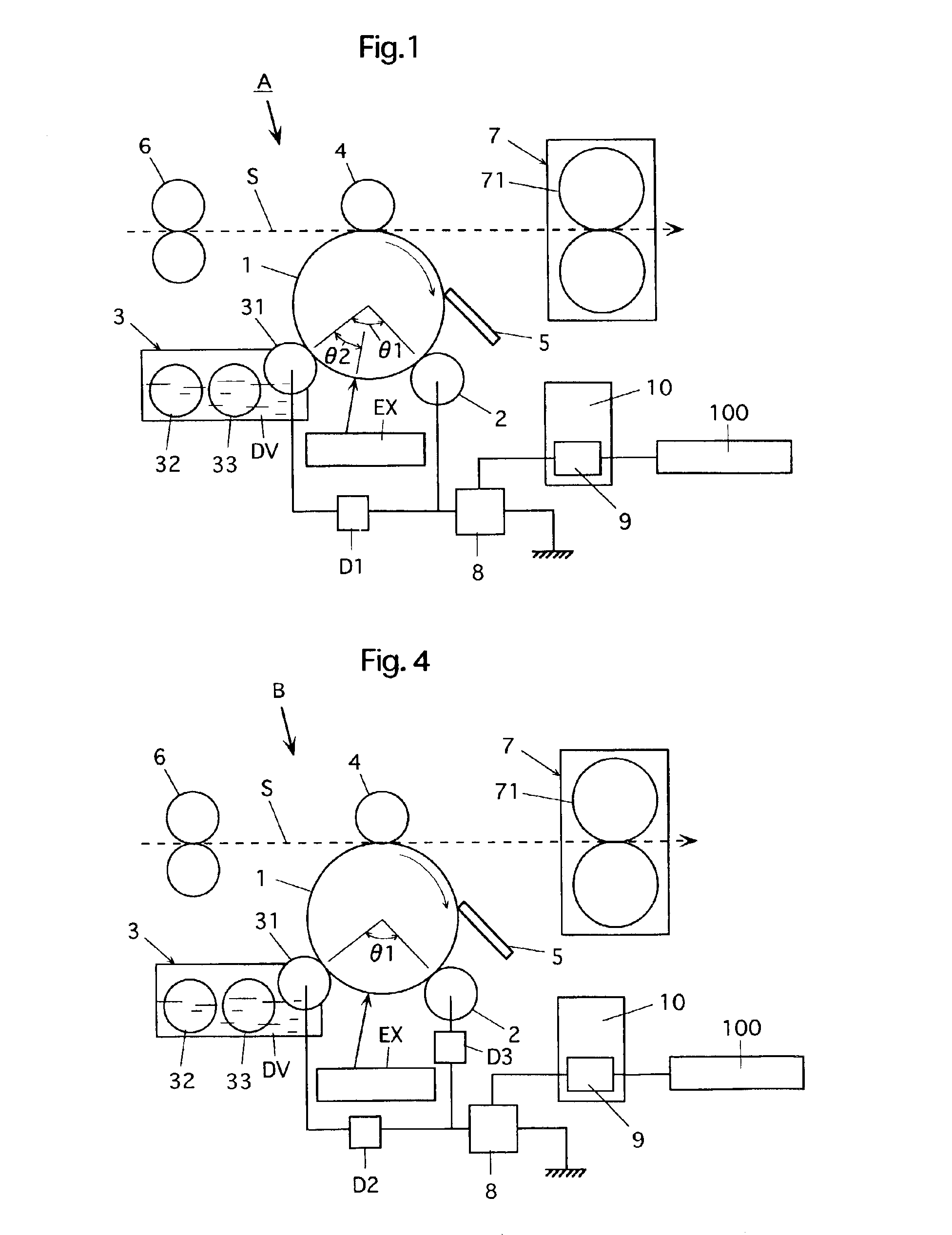 Image forming method and image forming apparatus for suppressing movement of developer onto the electrostatic latent image carrier when the voltages applied to the charging and developing devices are raised or lowered