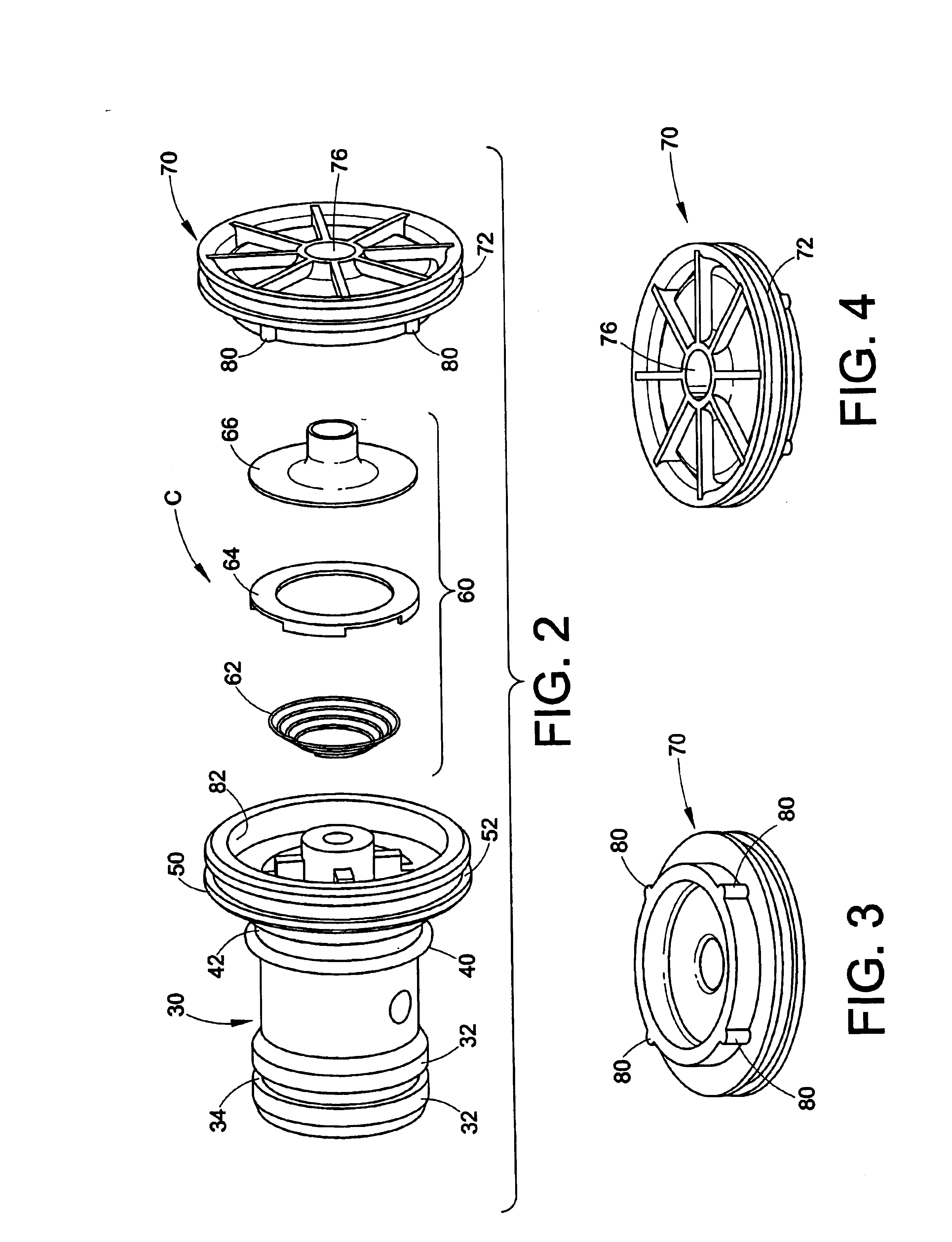 Non-metallic, snap-together subsasembly of internal double check valve