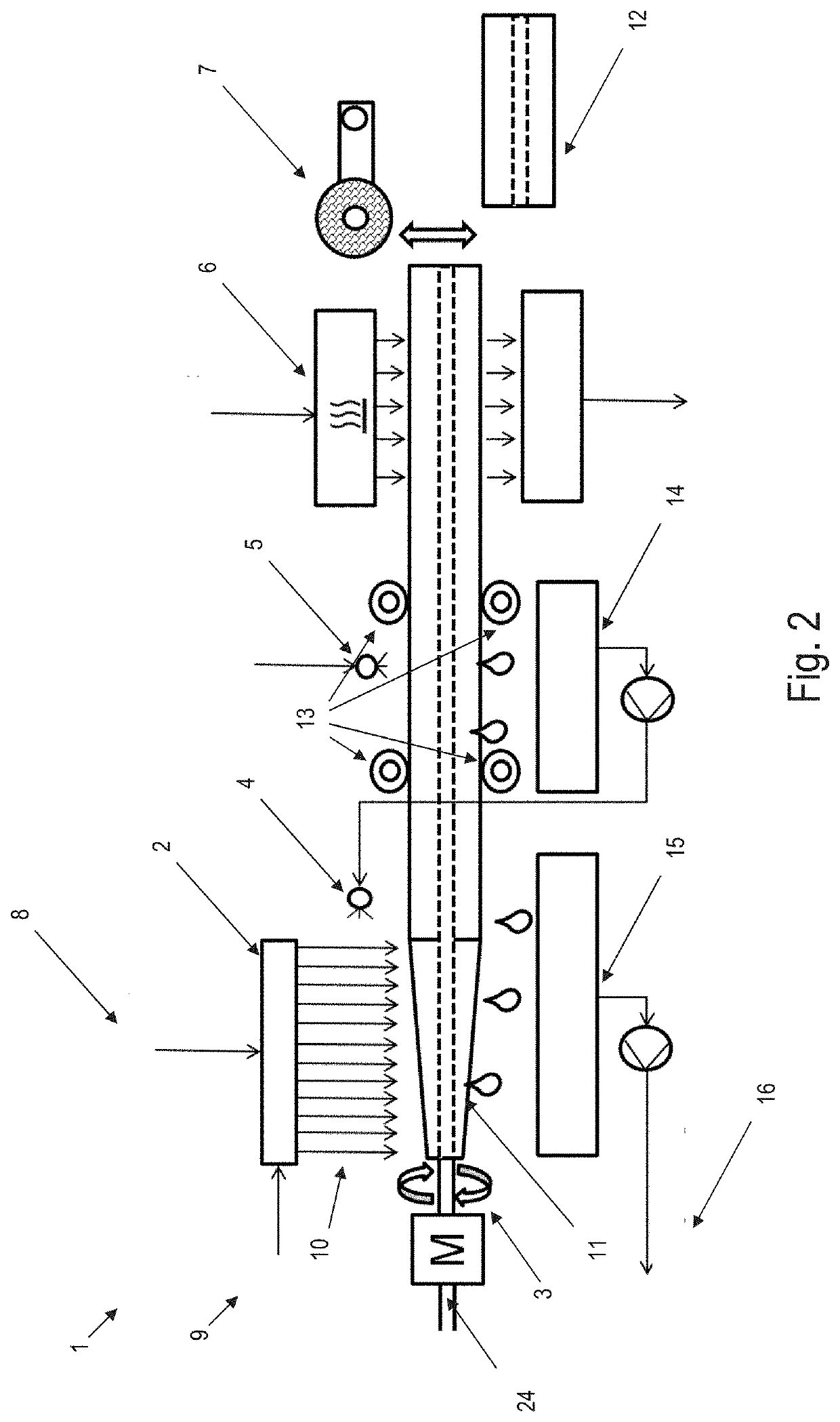Method and device for producing tubular cellulosic spun-bonded nonwoven fabrics