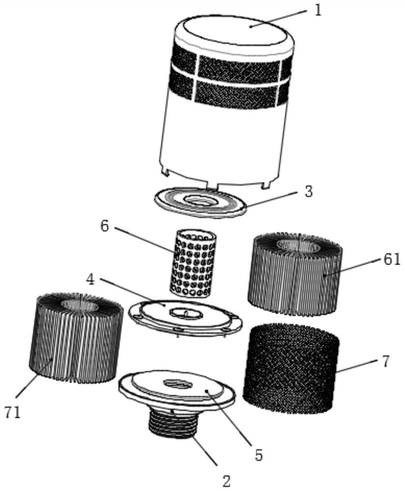 Flow dividing type oil tank air exchange filter