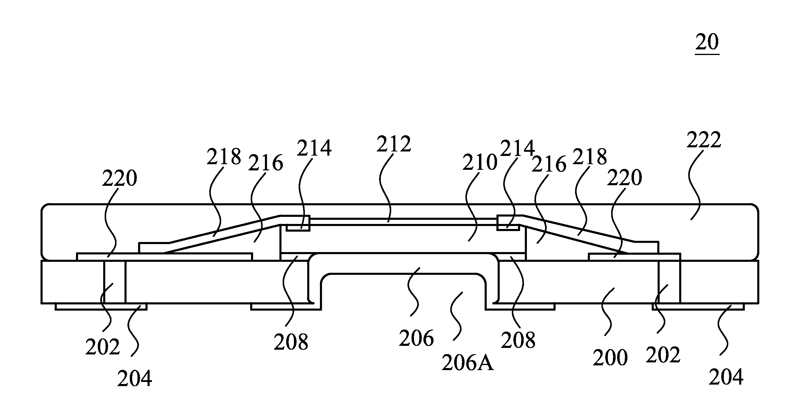 Semiconductor Device Package with Slanting Structures