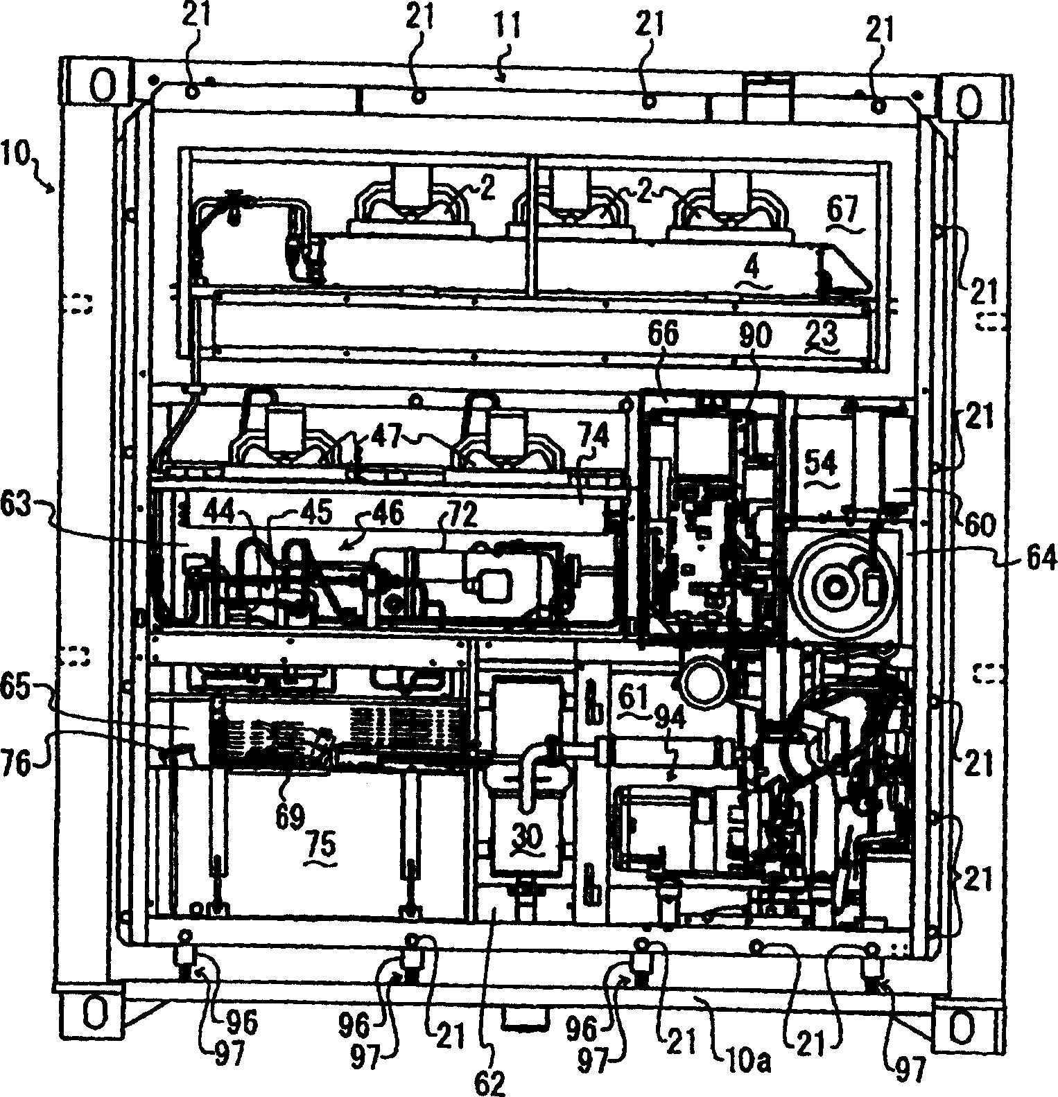 Refrigeating plant for container