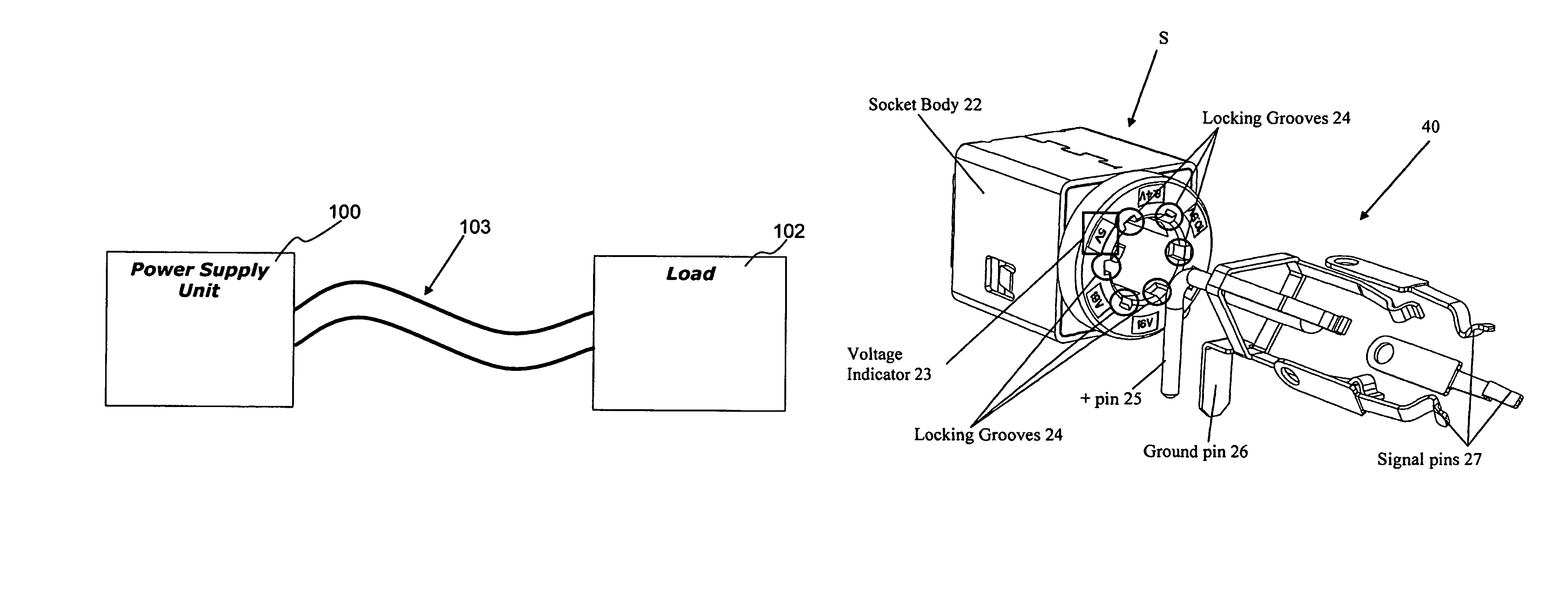 Plug movable to a plurality of positions depending upon characteristics of a load device