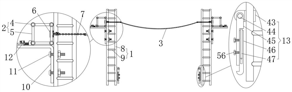 An engineering connection truss system with a fall protection net structure