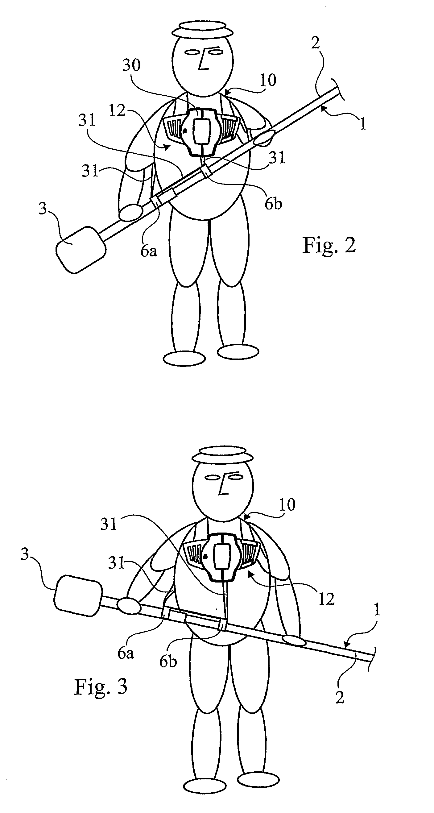Harness for power tool having a pole