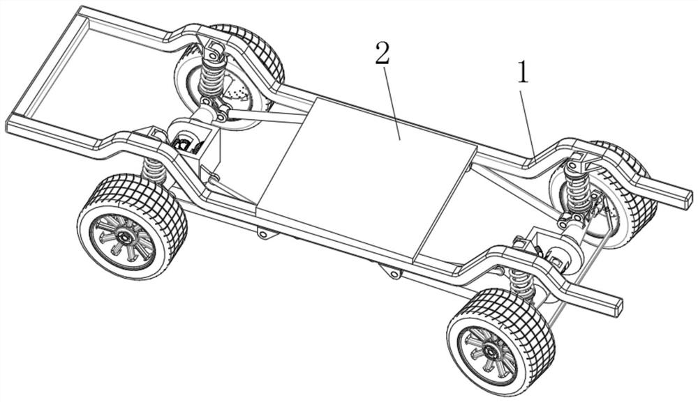 A loading structure for the internal battery box of a new energy vehicle that can reduce resistance