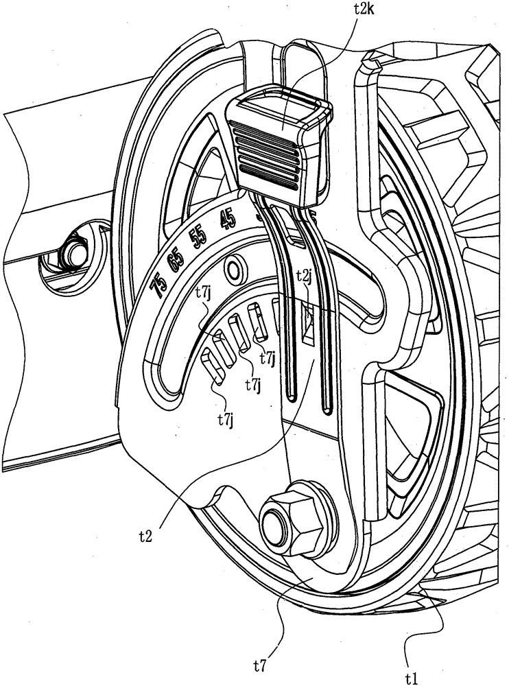 Lawn mower using logarithmic spiral cam twisting handle with equal pressure angle to heighten wheel carrier
