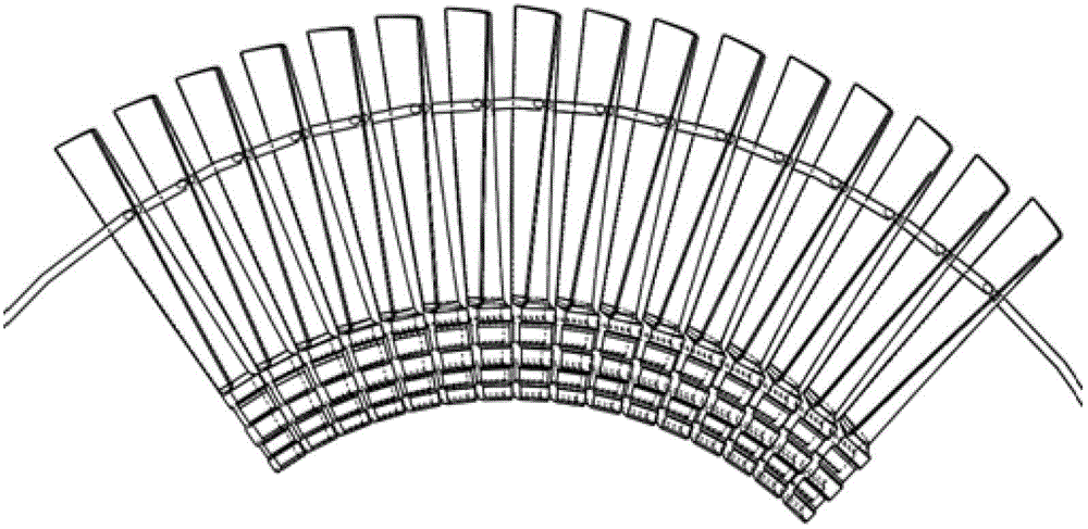 Half-section type free lacing wire structure of turbine blade with top tangent circle