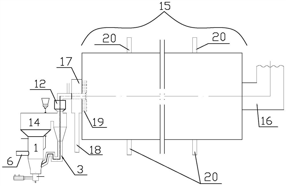 Powdery fuel preheating gas generator and corresponding powdery fuel boiler