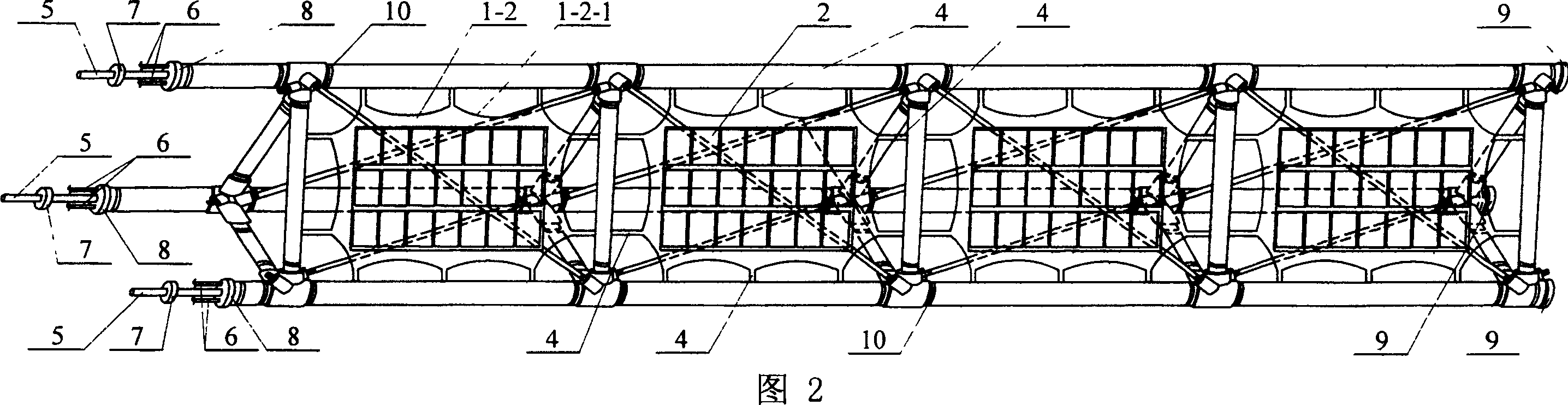 Truss type rigidifying solar energy cell array of inflatable expansion