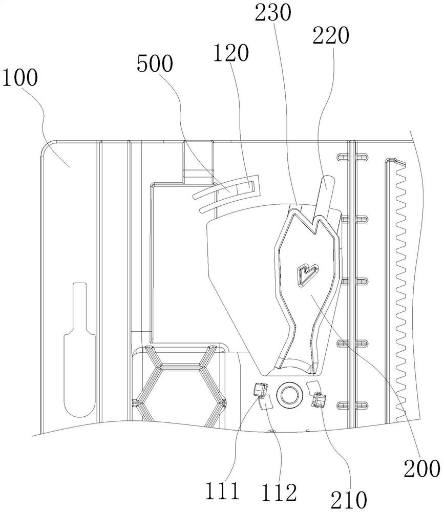 Sundry box with anti-falling swinging device and mounting method of swinging device