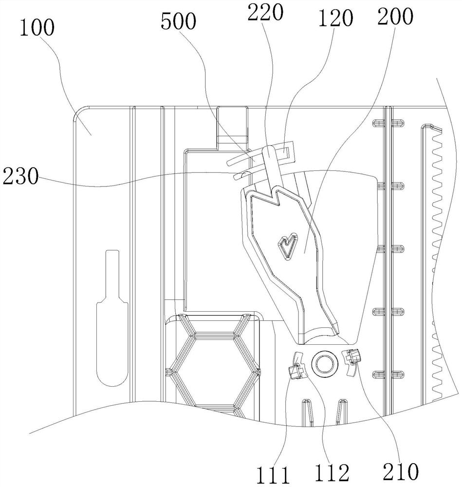 Sundry box with anti-falling swinging device and mounting method of swinging device