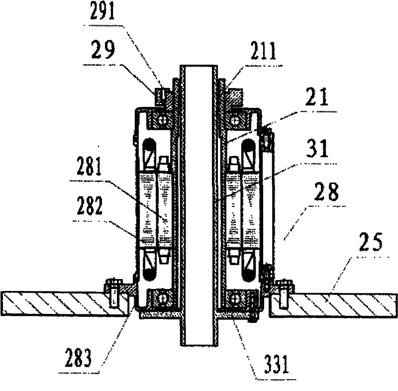 Electric motor with hollow ventilating main shaft and feeder with the same