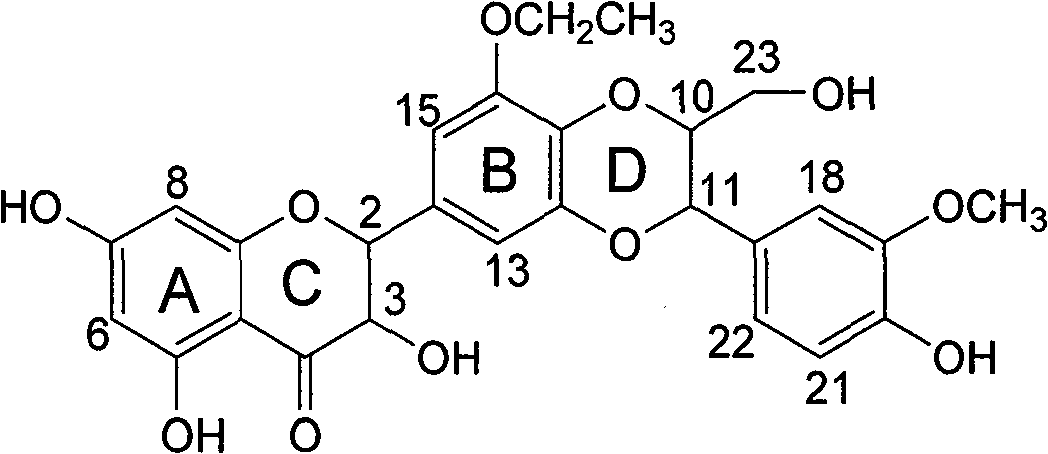 Pharmacy use of ethyoxyl substituted silybin for inhibiting herpes simplex virus