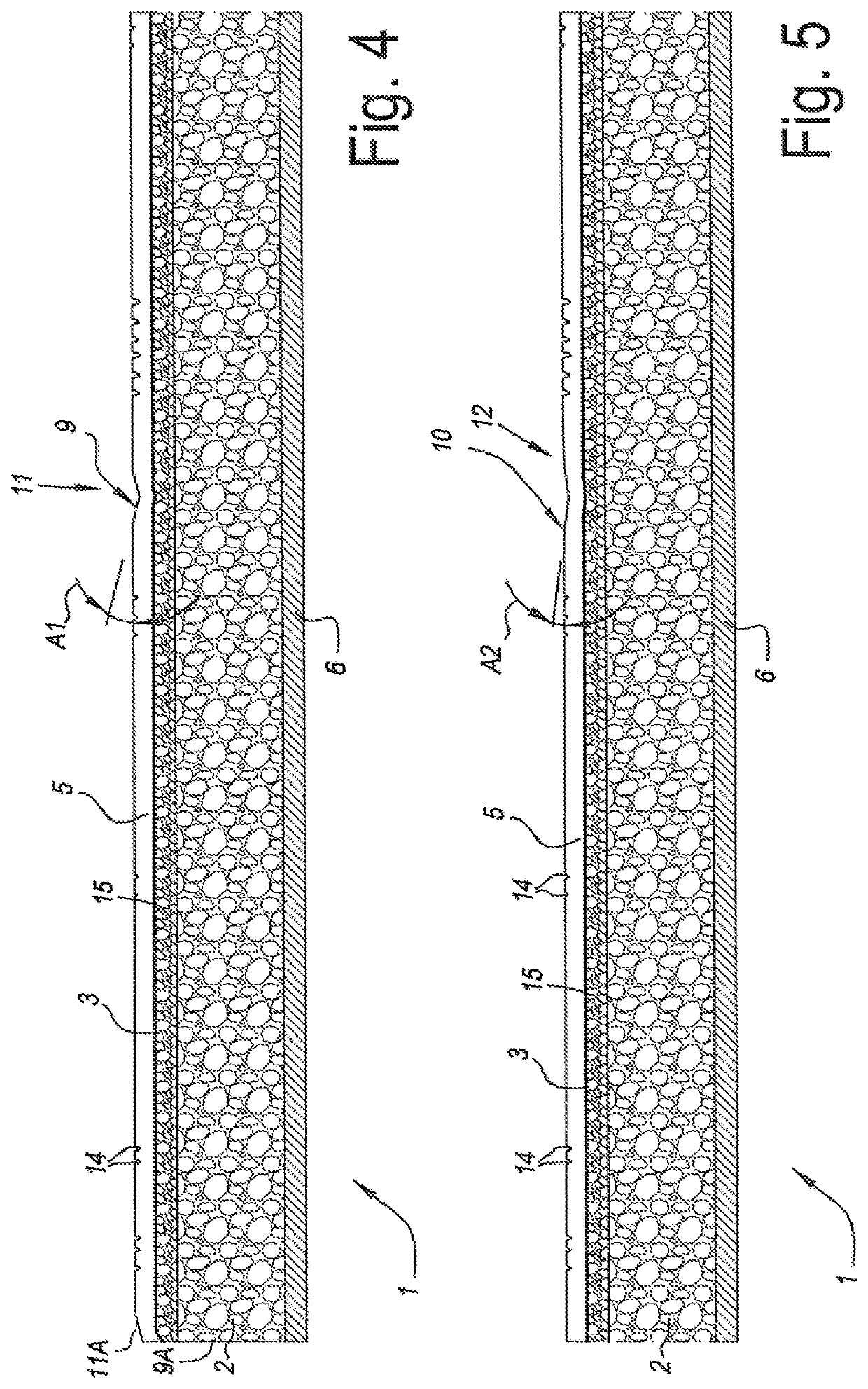 Floor covering material and method for manufacturing same