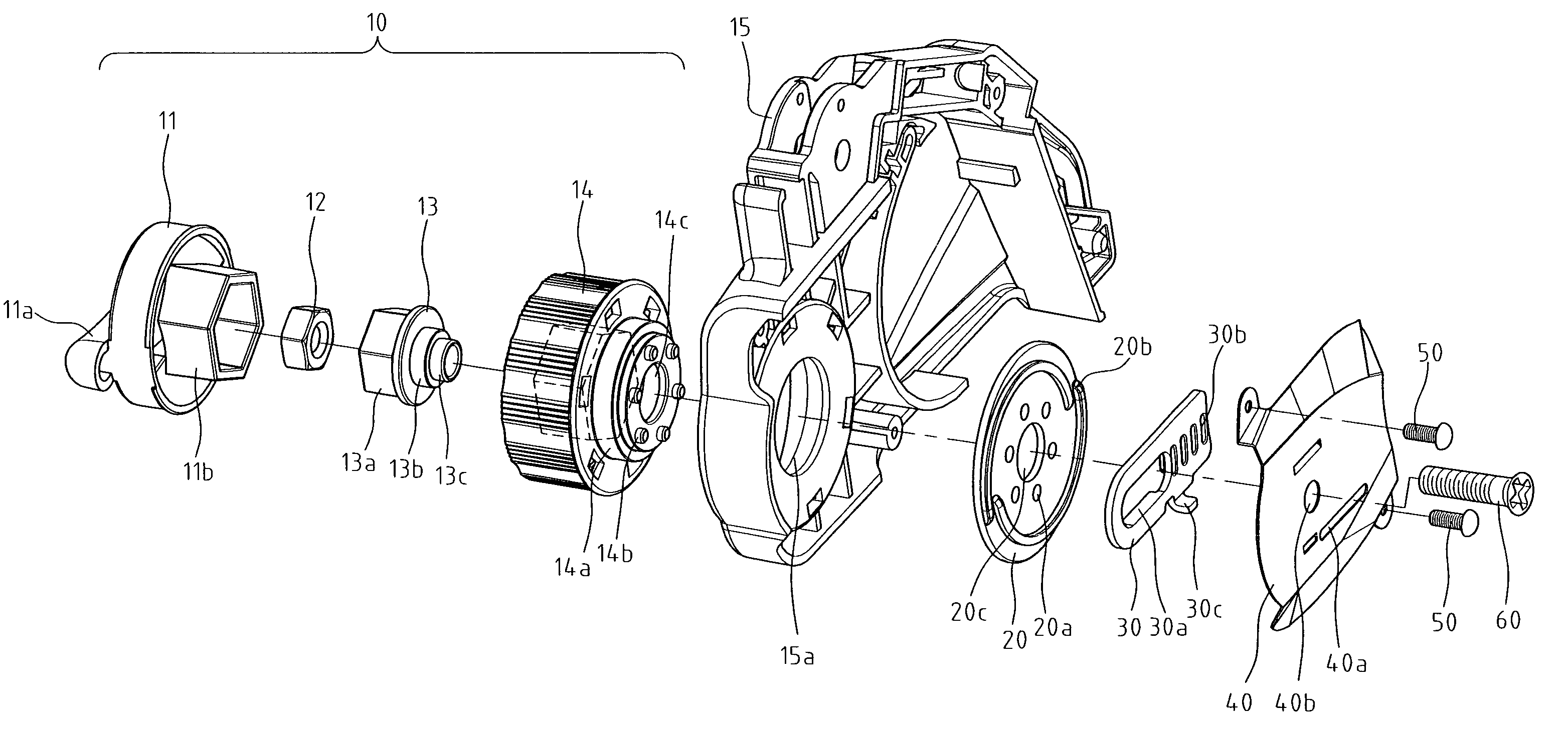 Tension-adjusting device for a chain in chain saw
