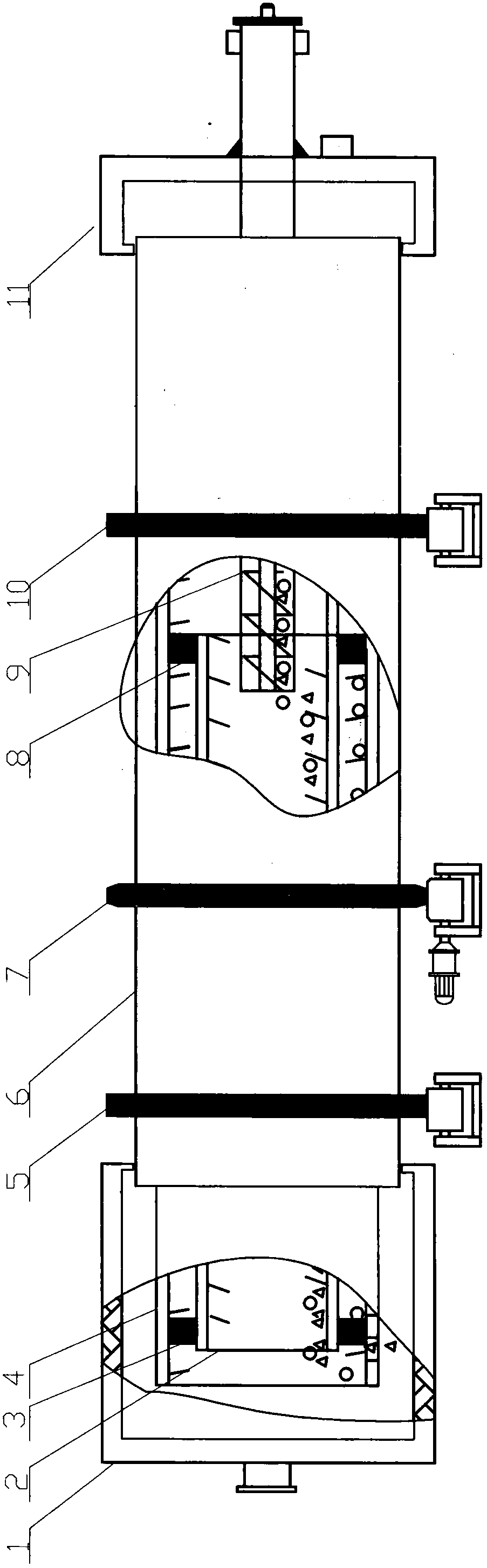 A device utilizing rotary inner and outer kettles and energy balls and used for rapid sludge heating and manure material drying