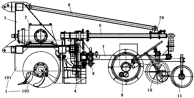 Rotary tillage, ridging and mulching combined operation machine for slope cropland