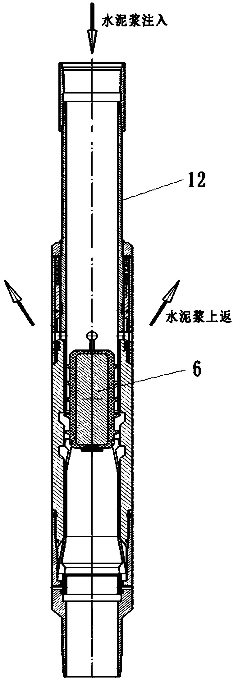 A drilling-free graded cementing method and cementing device