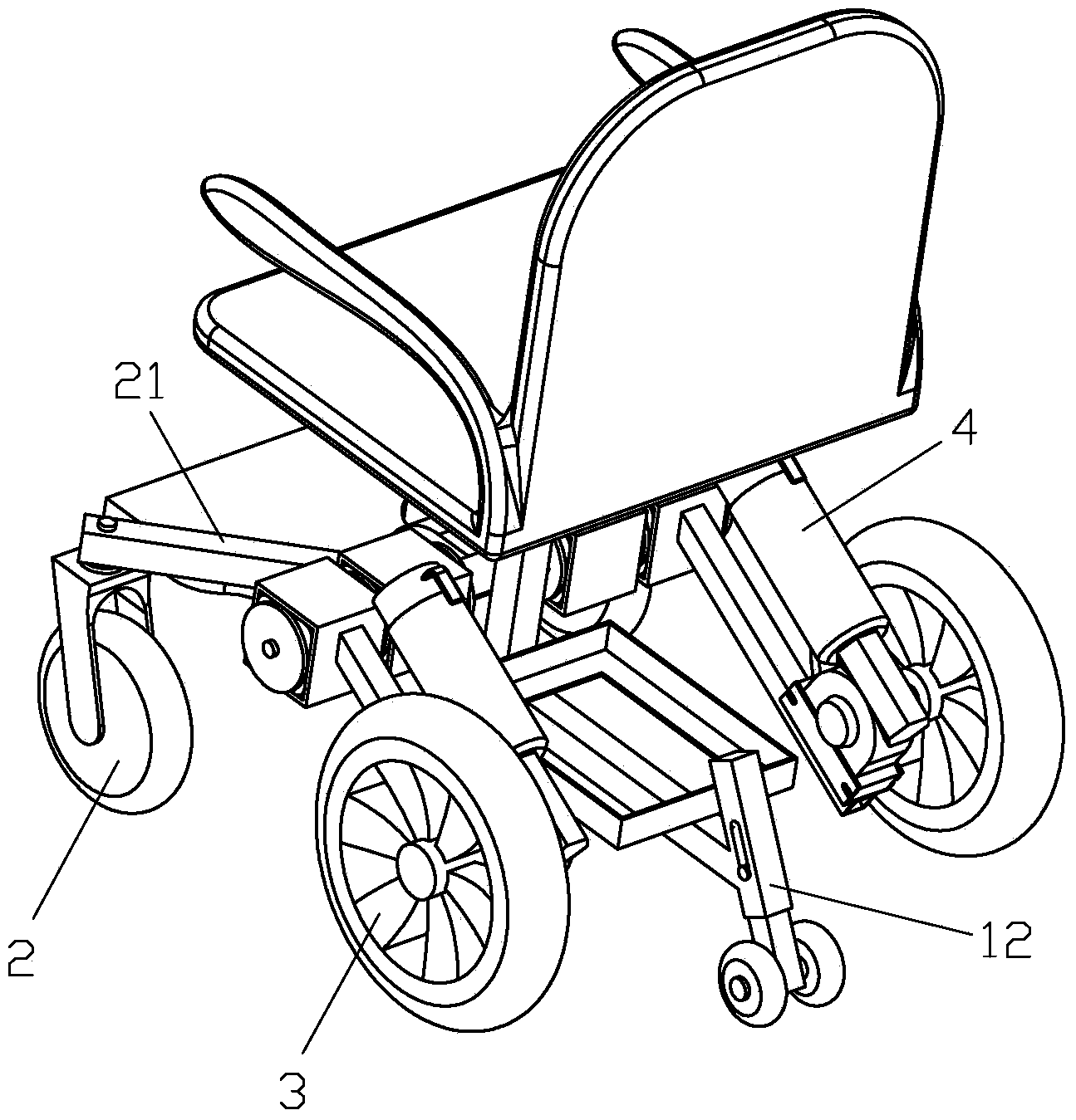Four-wheel independent suspension system of power-driven wheelchairs