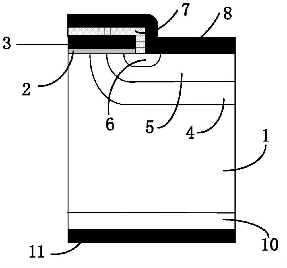 MOS gate-controlled thyristor with parasitic diode and manufacturing method thereof