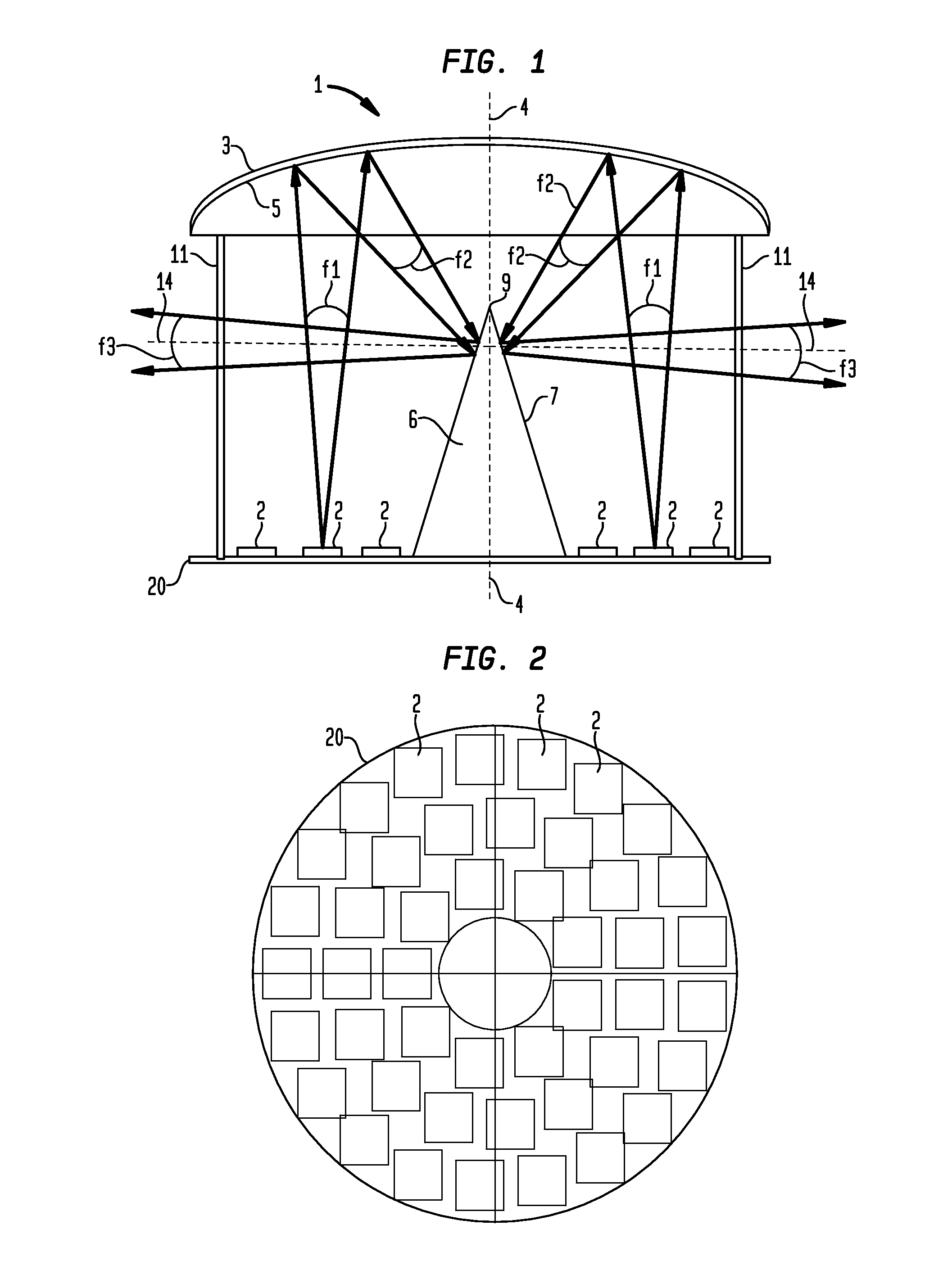Lighting devices comprising an array of optoelectronic sources