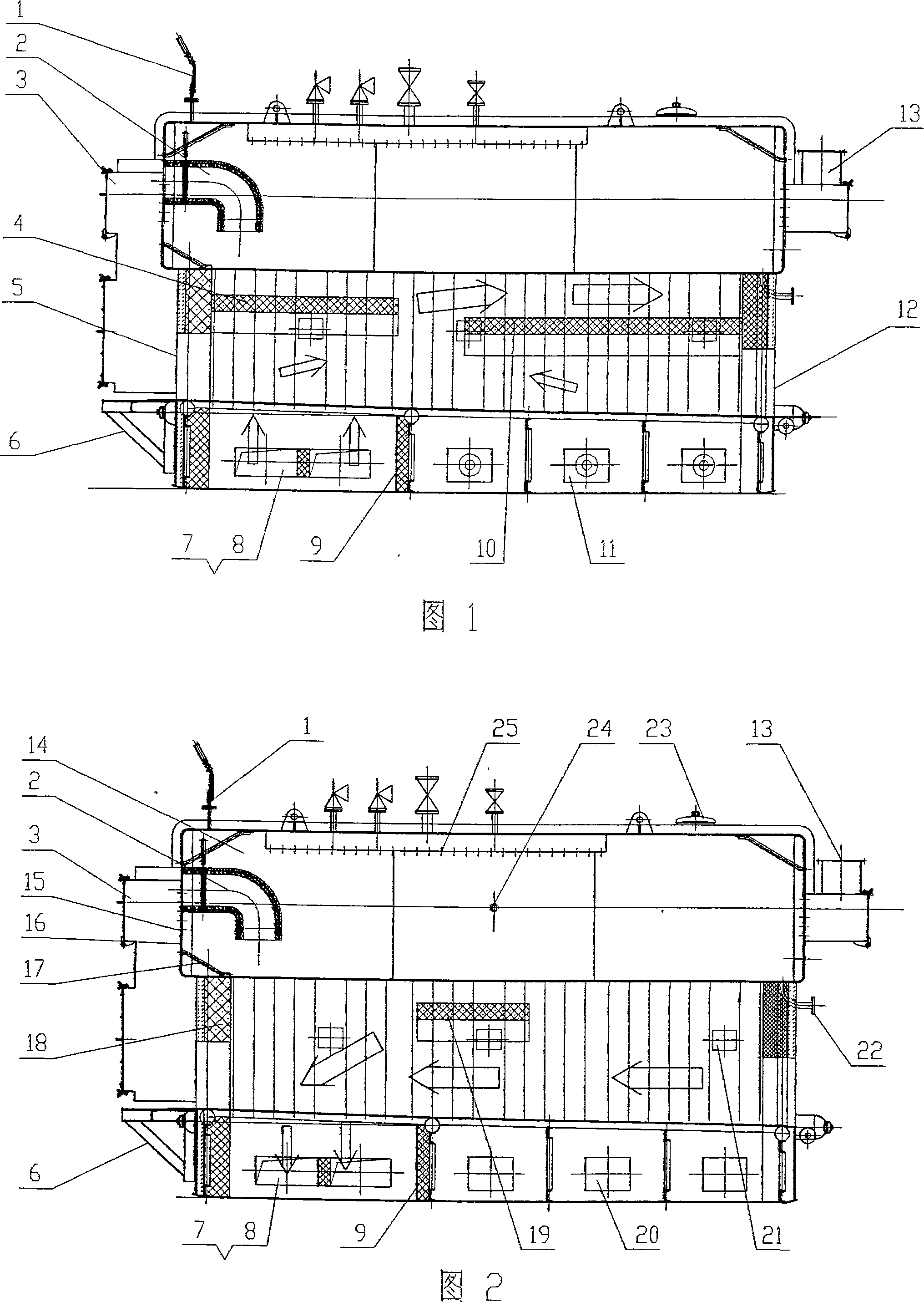 Hot flue gas bidirectional firing, high anthrax adaptability and variable load honeycomb type coal boiler