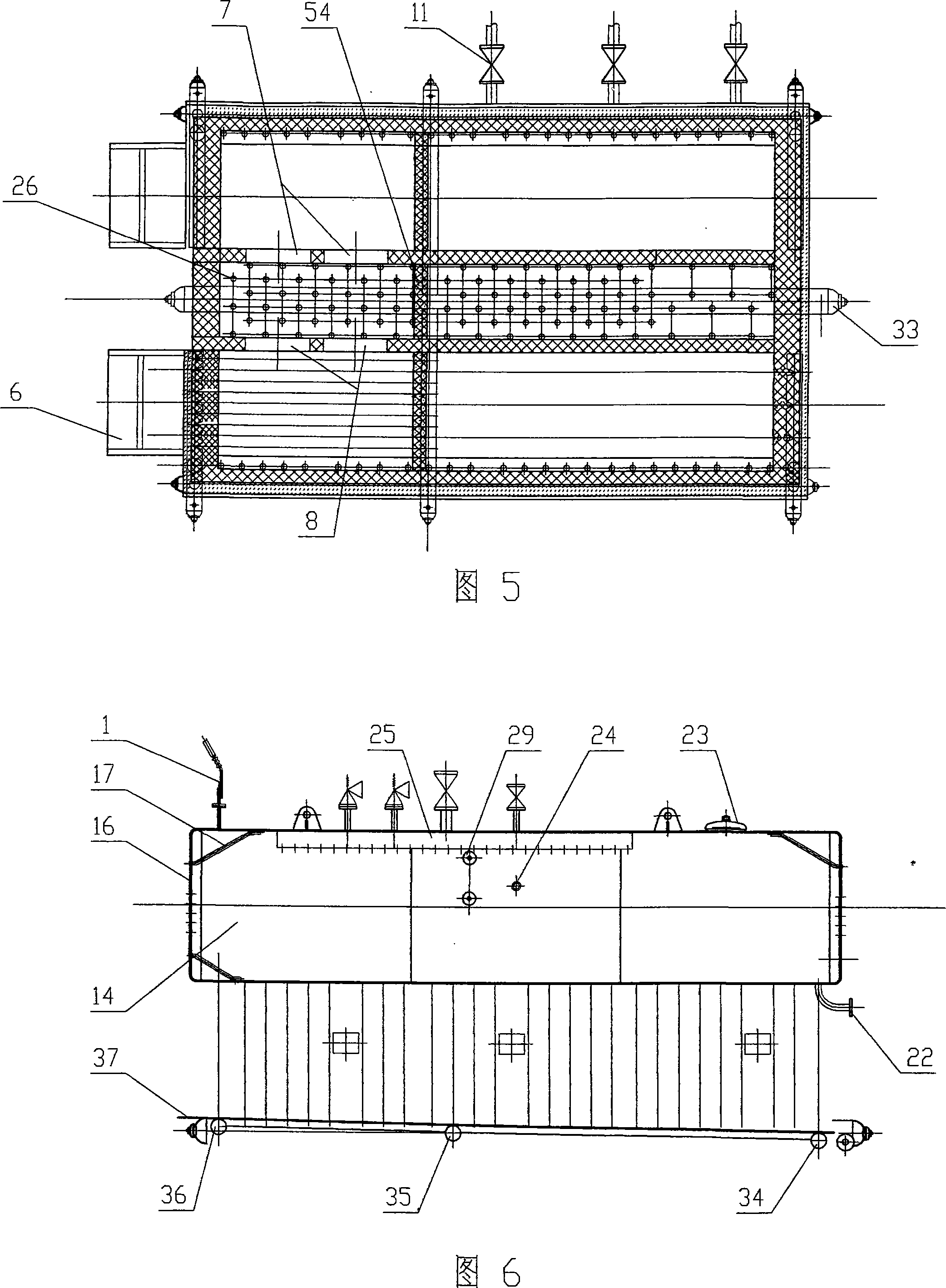 Hot flue gas bidirectional firing, high anthrax adaptability and variable load honeycomb type coal boiler