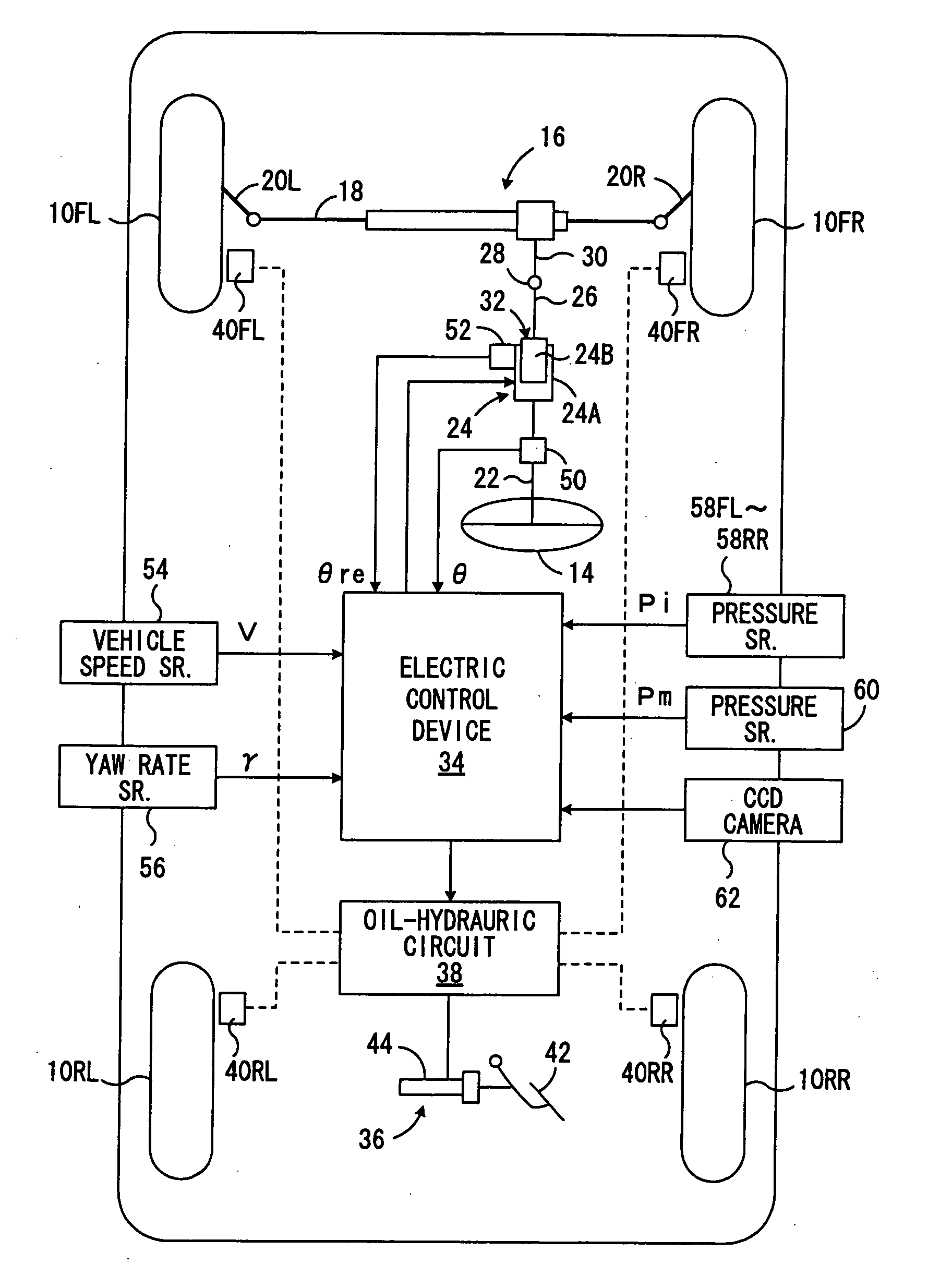 Running stability control device for turn running along curved road