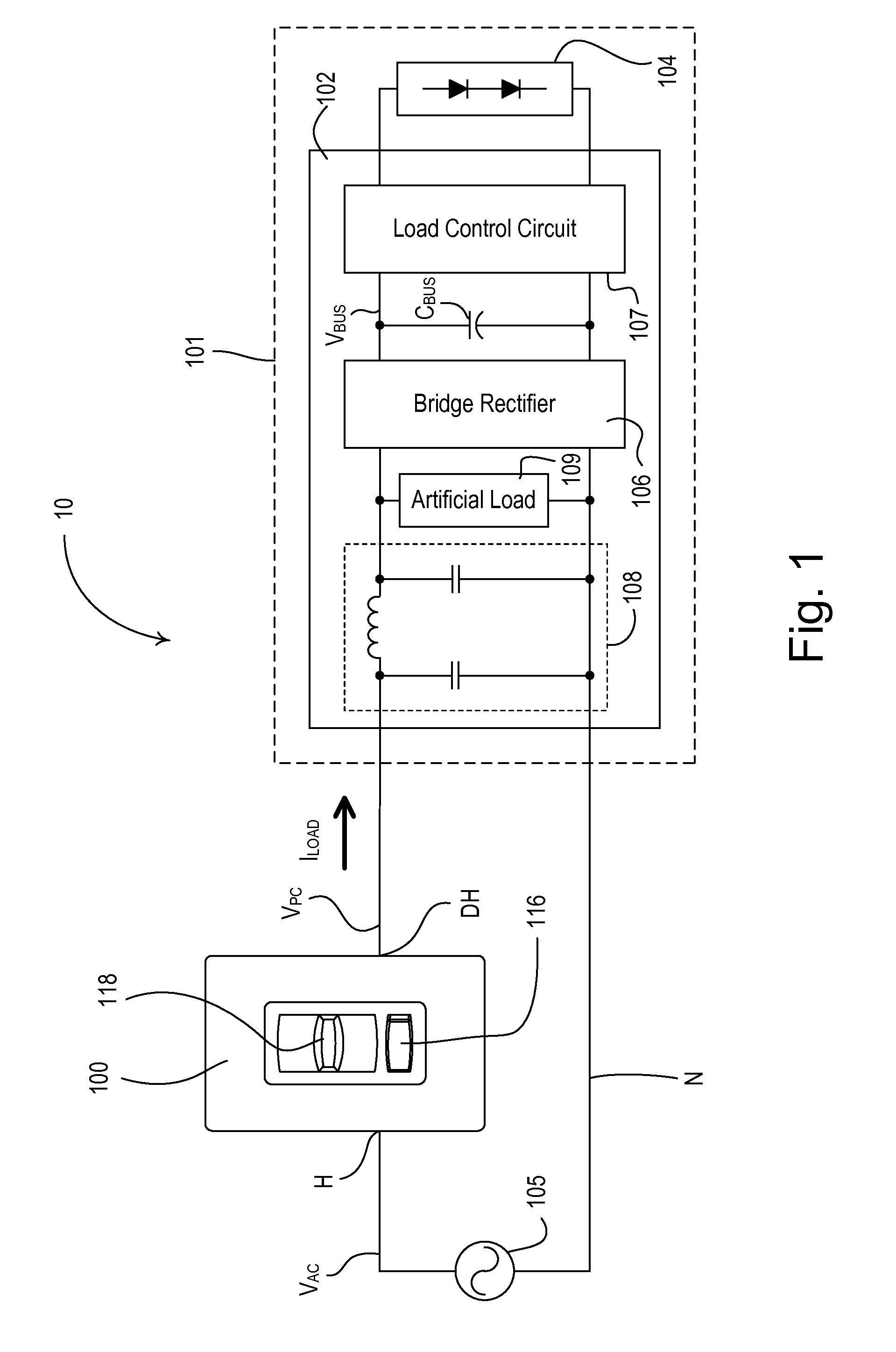 Two-wire dimmer switch for low-power loads