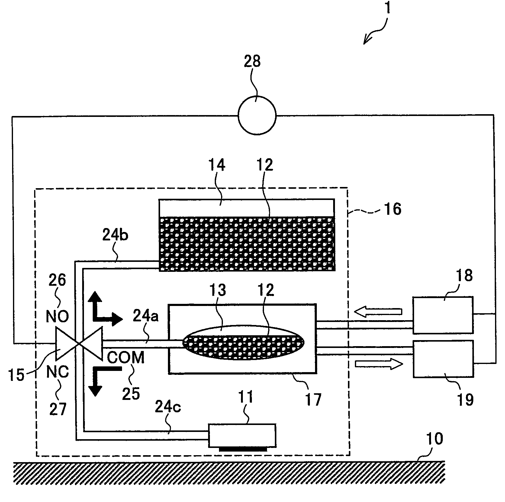 Ink-jet head device, ink-jet device, and ink-supplying method of ink-jet head device