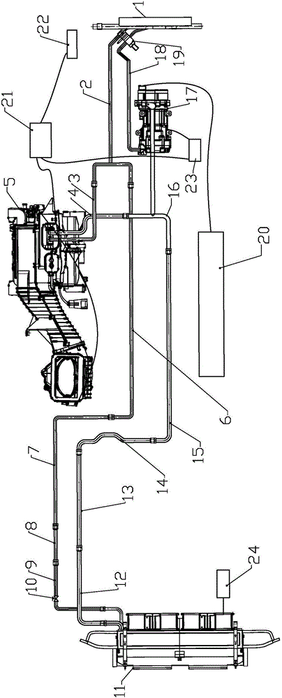 Split type air conditioner system for pure electric vehicle