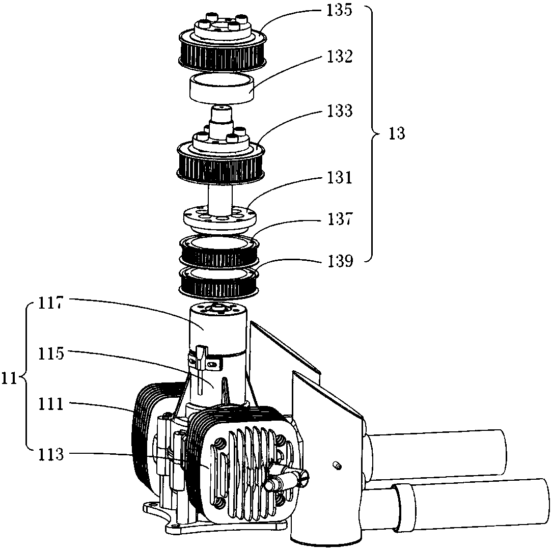 Opposed power generation module, and unmanned aerial vehicle containing opposed power generation module